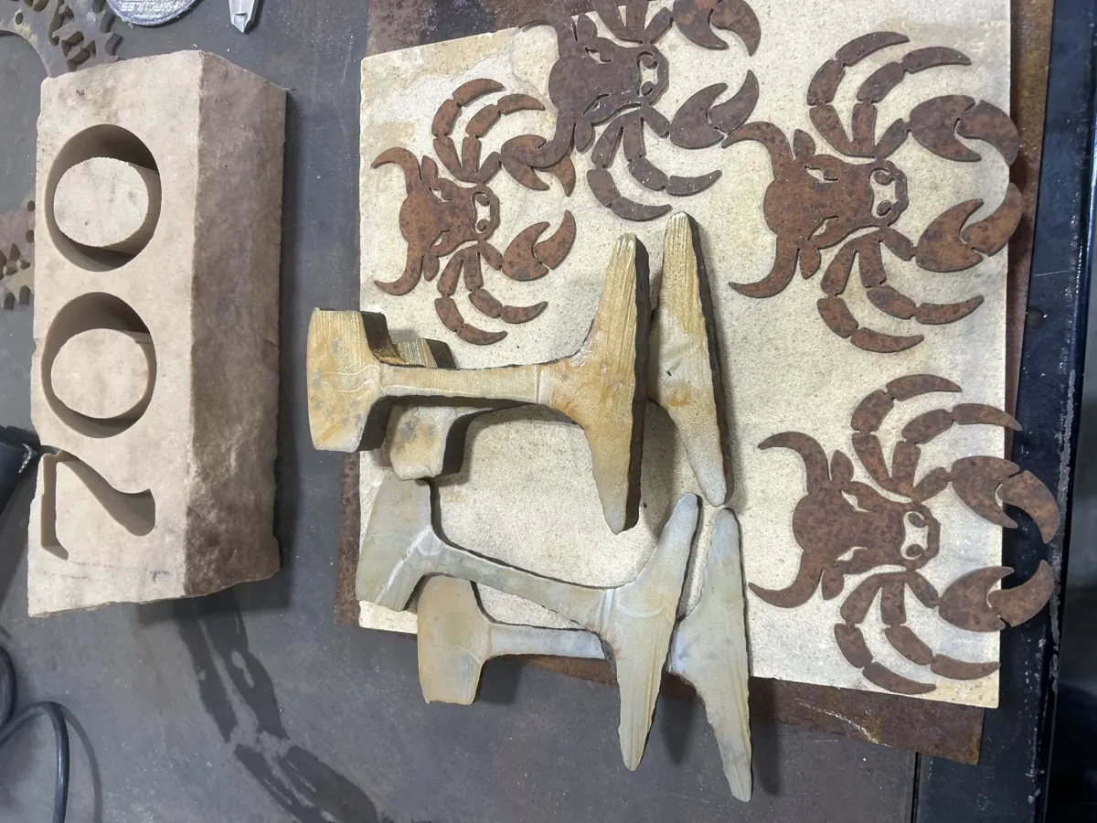 Sandstone address stone and bull-head steel art